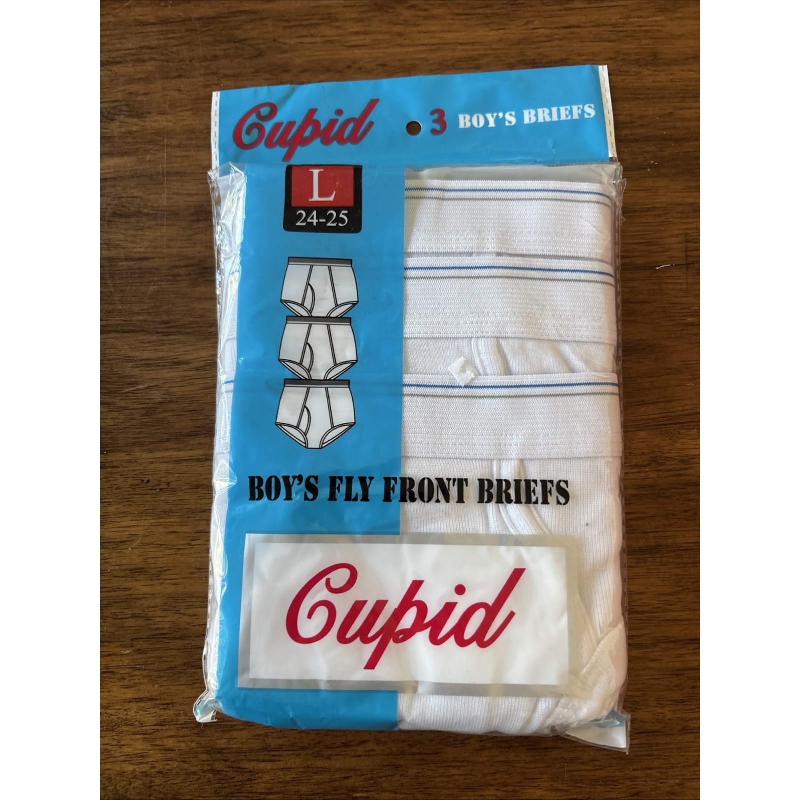 3 Pc Pack Boys White Briefs Breathable Cotton Underwear Vintage Style L 24-25